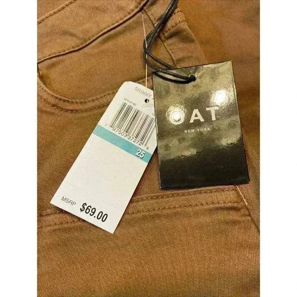 OAT New York Women High Rise Skinny Ankle Jean Brown Stretch‎ Utility Cargo NWT - Picture 5 of 9
